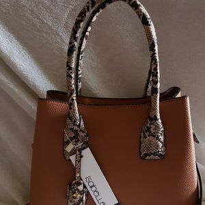 Isabelle Snakeskin Handle Vegan Leather Satchel